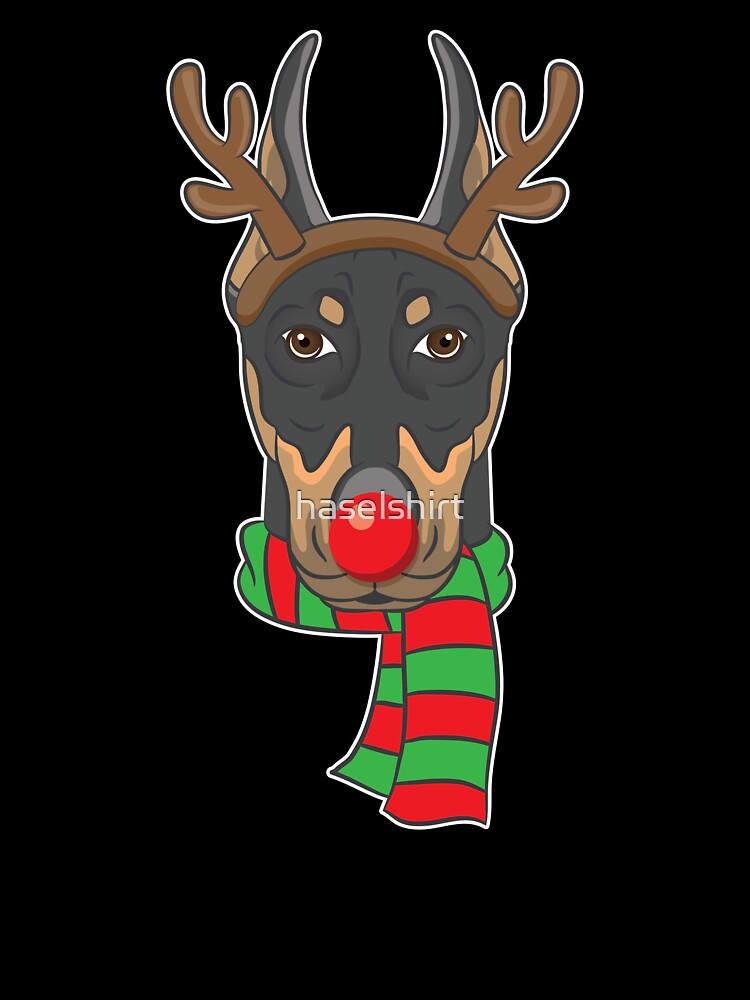 Funny Christmas Dog Xmas Reindeer Doberman Holiday Gift by haselshirt