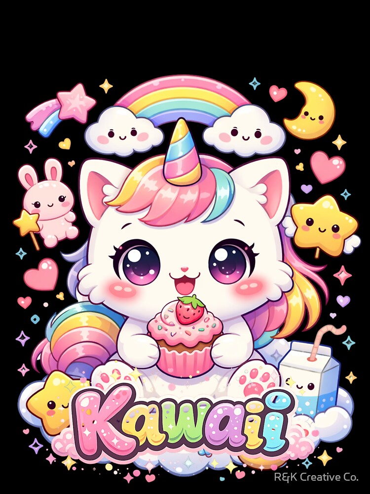 Kawaii Unicorn Kitten Cupcake – Cute Chibi Pastel Cat Design by R&K Creative Co.
