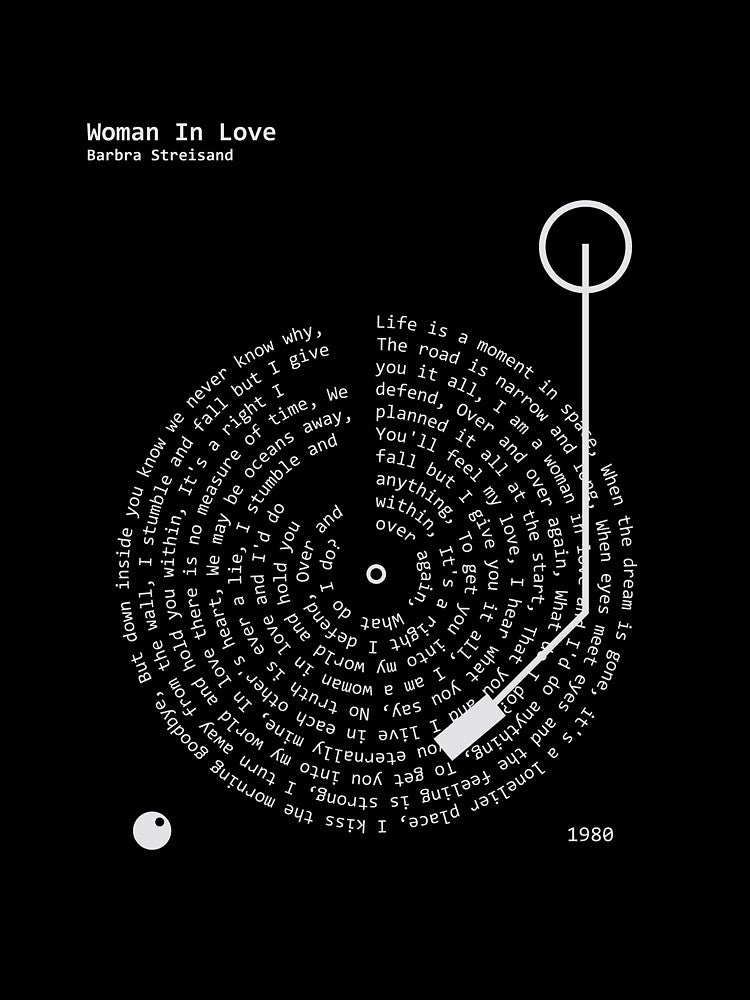 Woman In Love, Barbra Streisand - Lyrics Poster by MancBusyBee