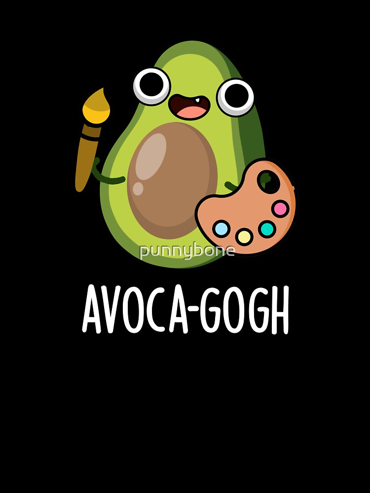 Avoca-gogh Funny Avocado Artist Pun (Dark BG) by punnybone