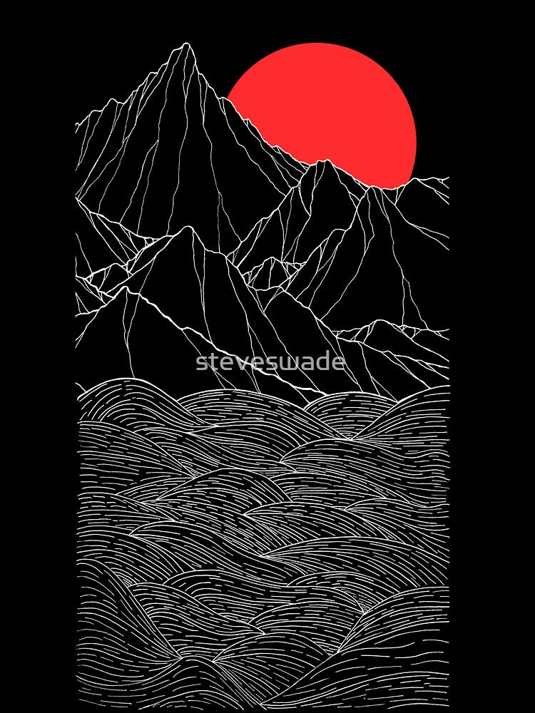 The red sun cliffs by Swadeillustrations