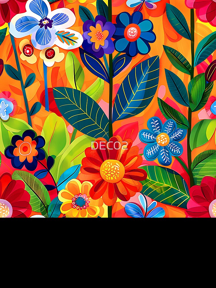 Hippie 1960's Colorful Funky Flowers Vibrant Art Designs by DEC02