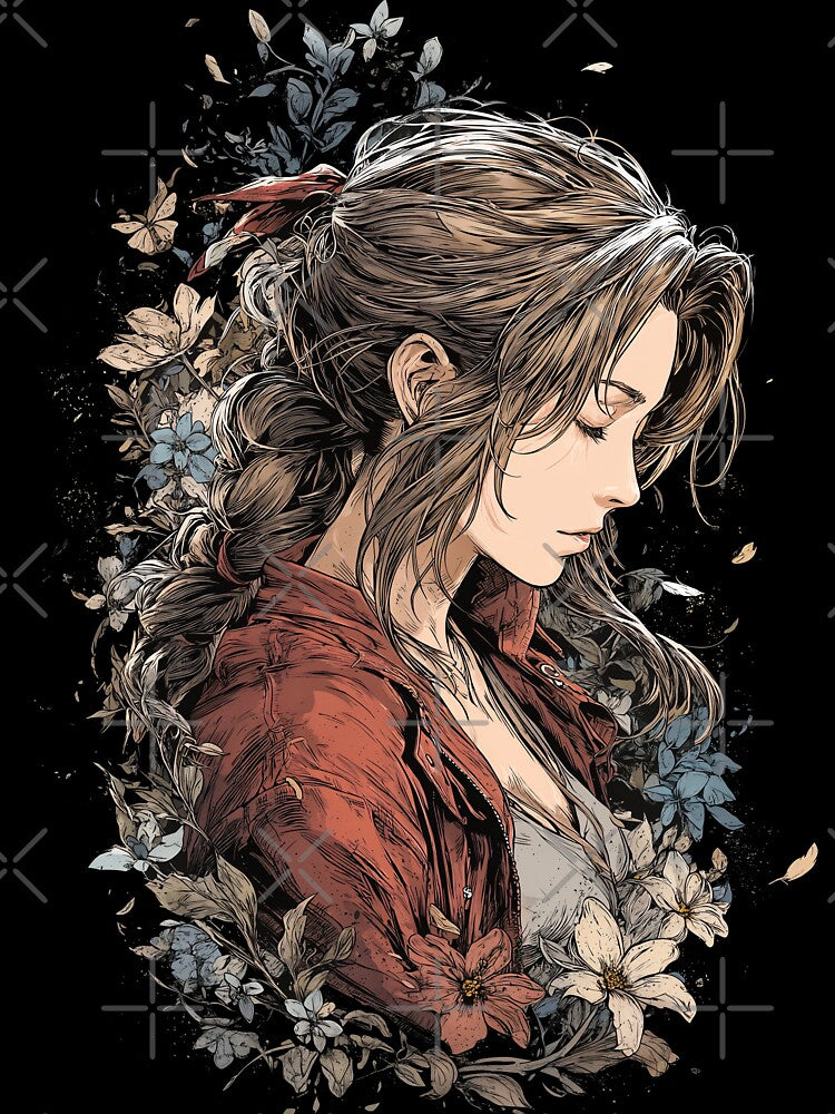 Aerith Gainsborough Final Fantasy VII Flower Maiden Graphic Tee by Senpaiwaves