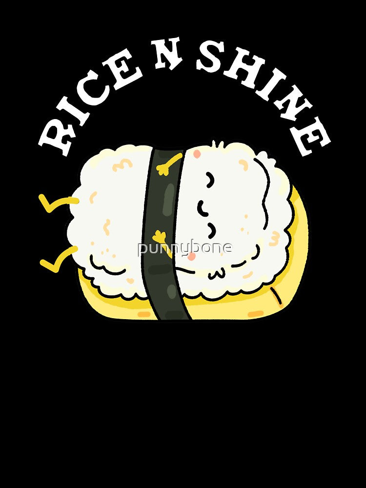 Rise And Shine Funny Sushi Pun (Dark BG) by punnybone