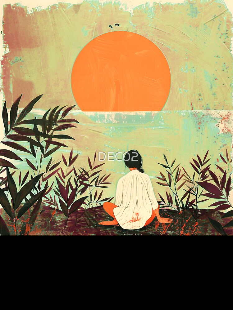 Asian-Inspired Boho Landscape Stylized Design Zen Art by DEC02