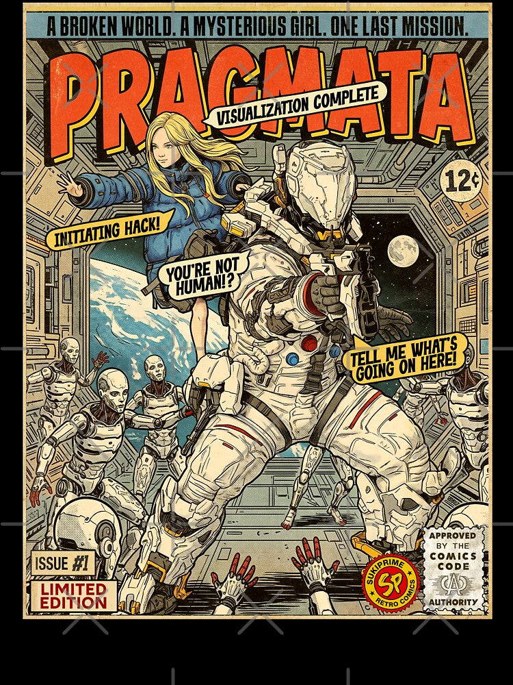 PRAGMATA Vintage Retro Comic Cover Art by Back2Collage
