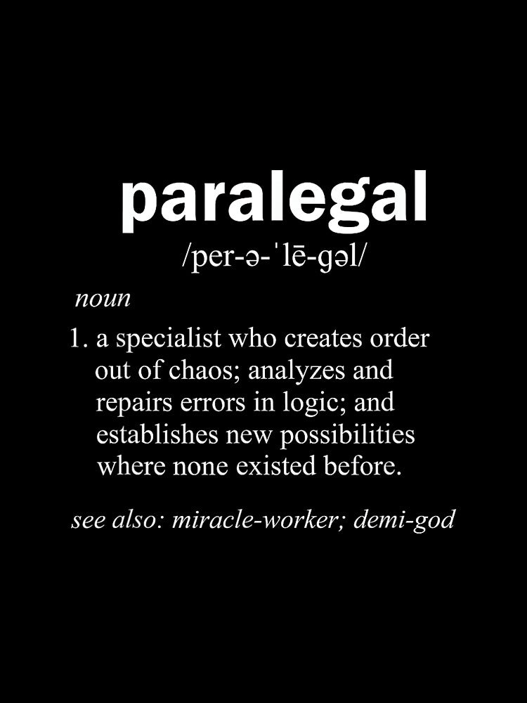 Paralegal Dictionary Entry Funny Legal Assistant Gag Gift T-Shirt - Black - Men's - Small - Short Sleeve - Classic Fit - Cotton & Polyester - Unique Humorous Definition by jspqf2952