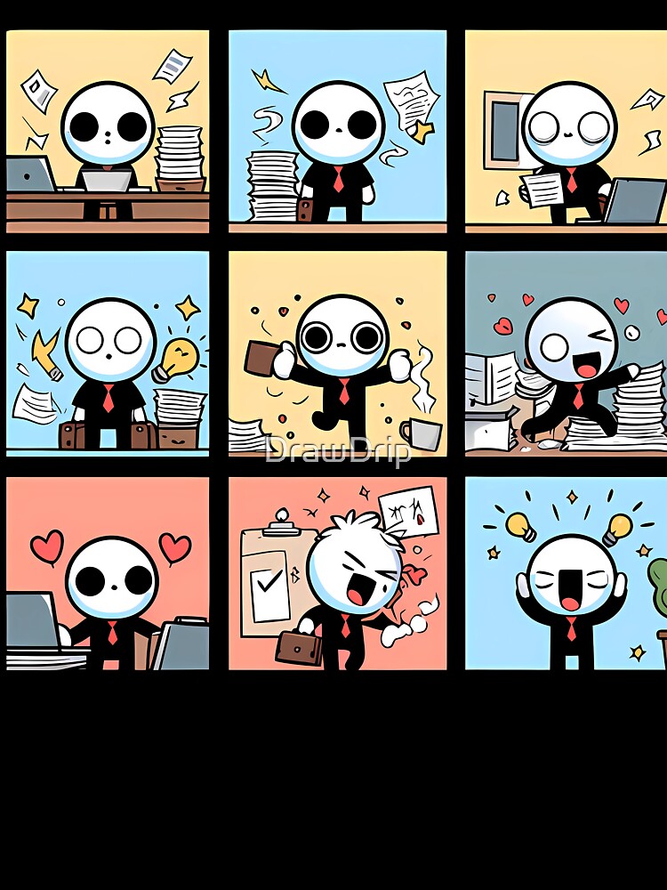 Office Worker Emotions Cute Sticker Collection Set by DrawDrip