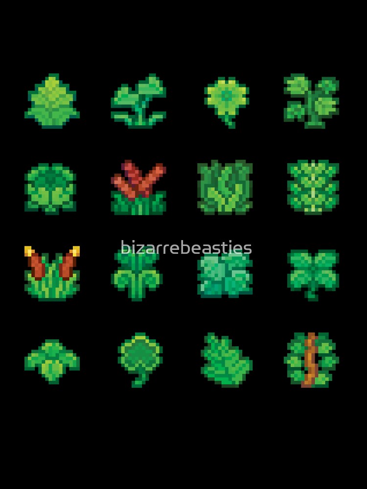 Green Fantasy Pixel Art Plants by bizarrebeasties