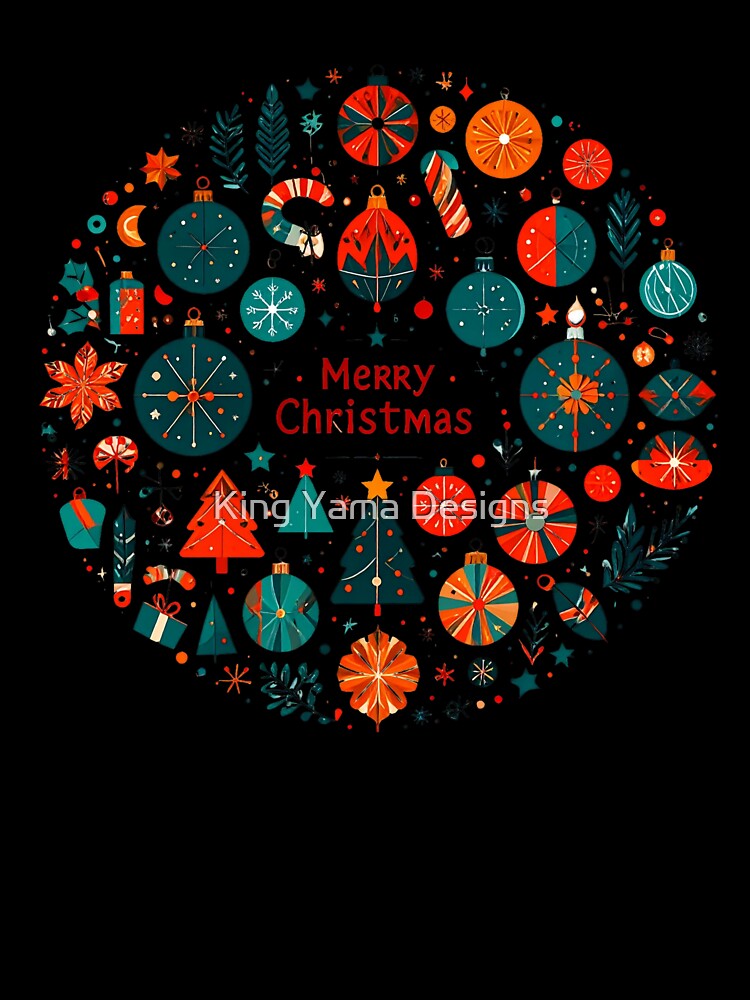 Modern Festive Wreath - Geometric Christmas Baubles & Trees by King Yama Designs