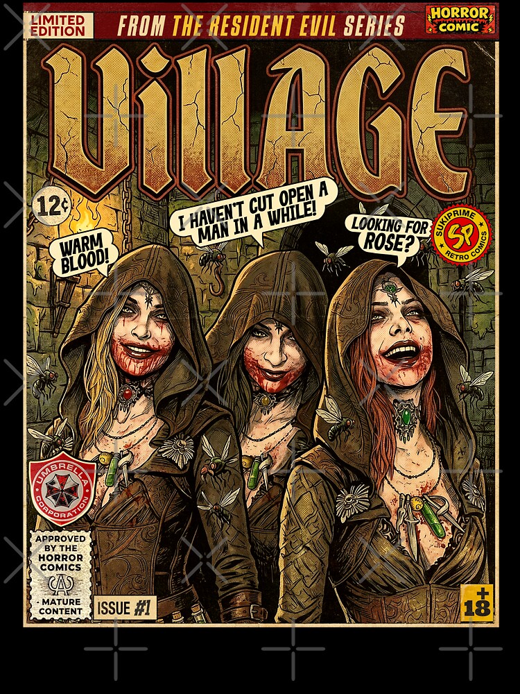 Resident Evil Village Dimitrescu Sisters Retro Comic Cover Art by Back2Collage