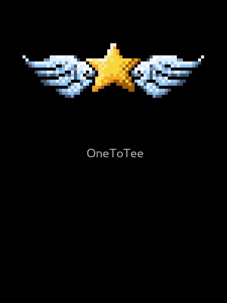Retro Pixel Art Golden Star with Wings by OneToTee