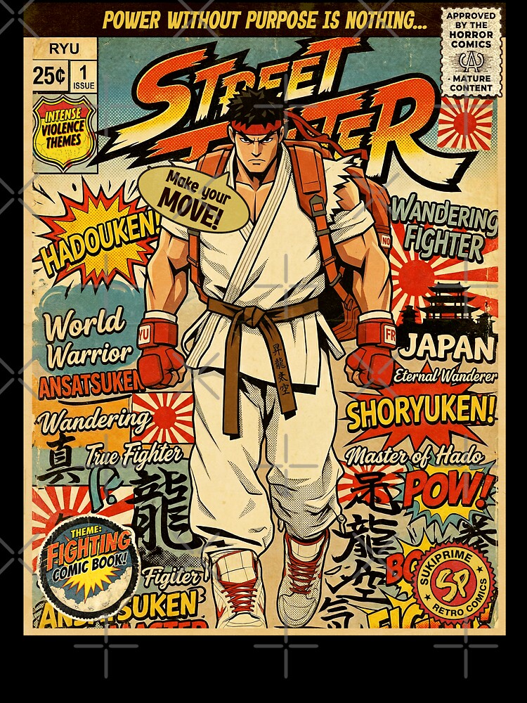 Street Fighter Ryu Retro Vintage Comic Cover Art by Back2Collage