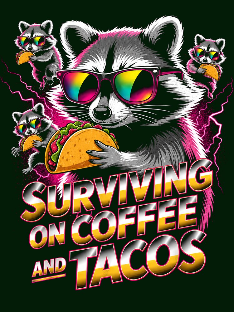 Surviving on Coffee and Tacos Funny Coffee Lover Taco Lover Food Humor Gift by FerasArtFiveS