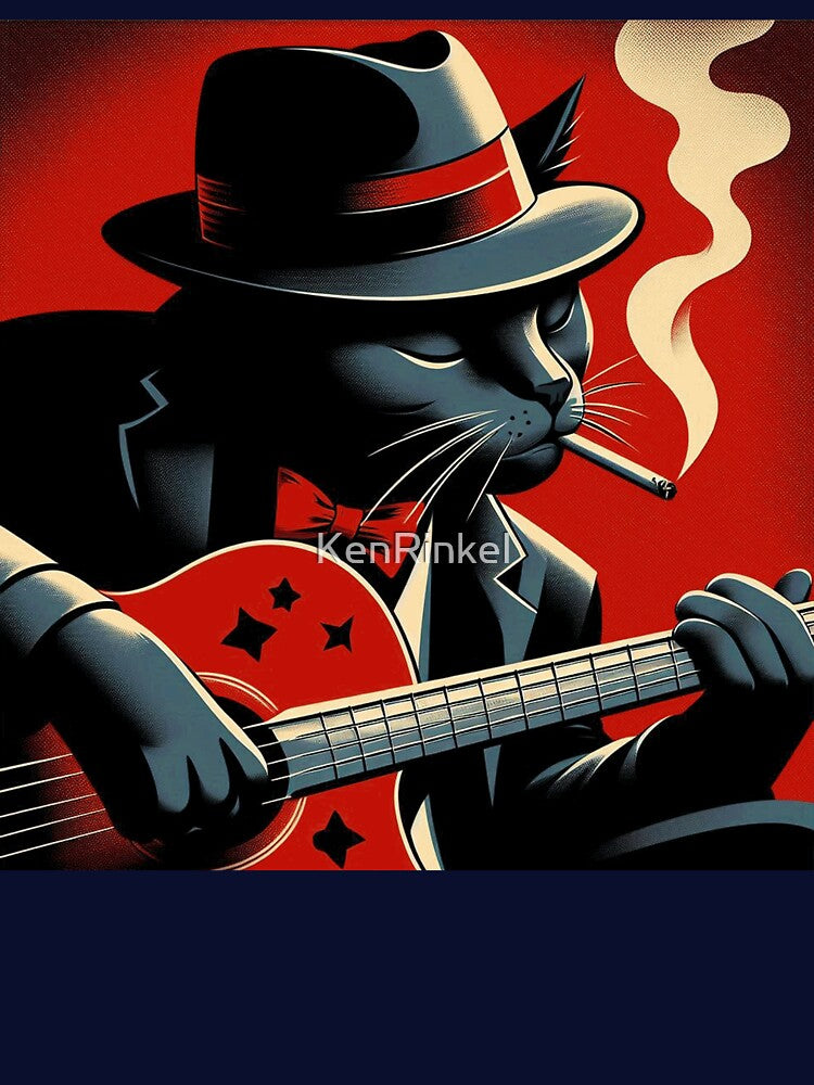Black Cat Blues Guitar Player - no Border by KenRinkel