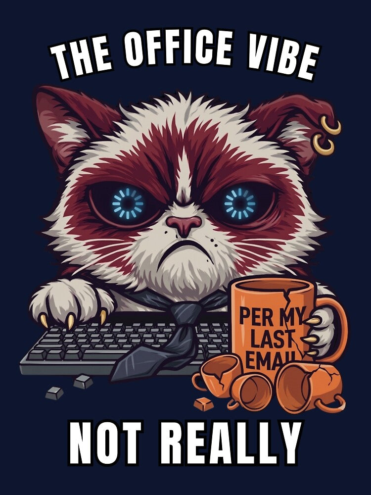 The Office Vibe Not Really Funny Cat Office Humor T-Shirt by Fangtasia77