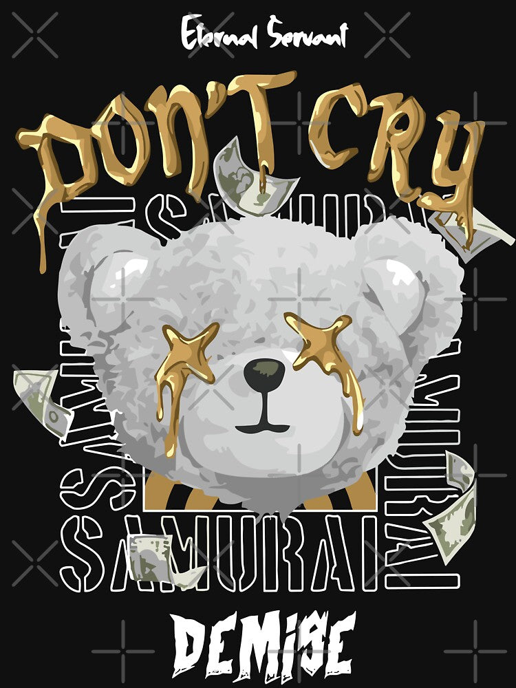 Samurai Bear Don't Cry Streetwear by NF Designs Studio DTF