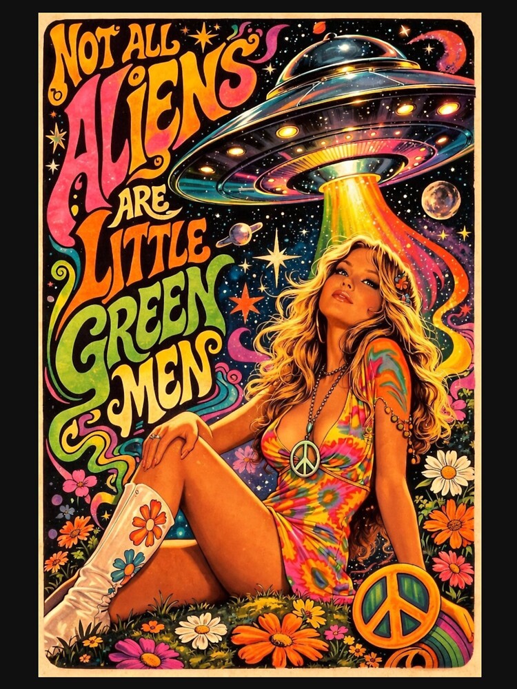 Retro Psychedelic UFO Art - Not All Aliens Are Little Green Men by David Brookes Digital