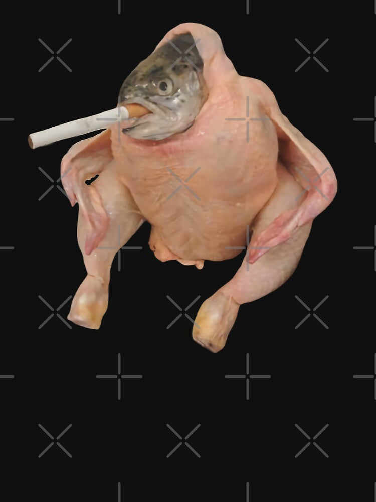 HQ Fish Face Chicken Smoking a Cigarette Meme by fomodesigns