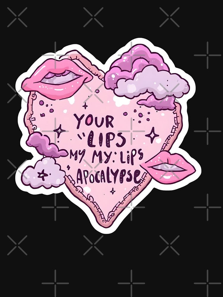Your Lips My Lips Apocalypse T-Shirt | Pastel Goth Aesthetic Heart Sticker | Alt Pop Lyric Art , Indie Music by Pixie Bloom