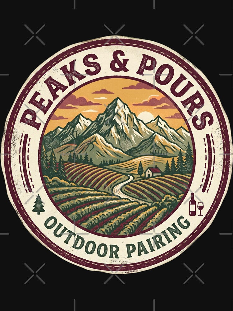 Peaks and Pours Vintage Vineyard Mountains Adventure by JaphstarCreatives