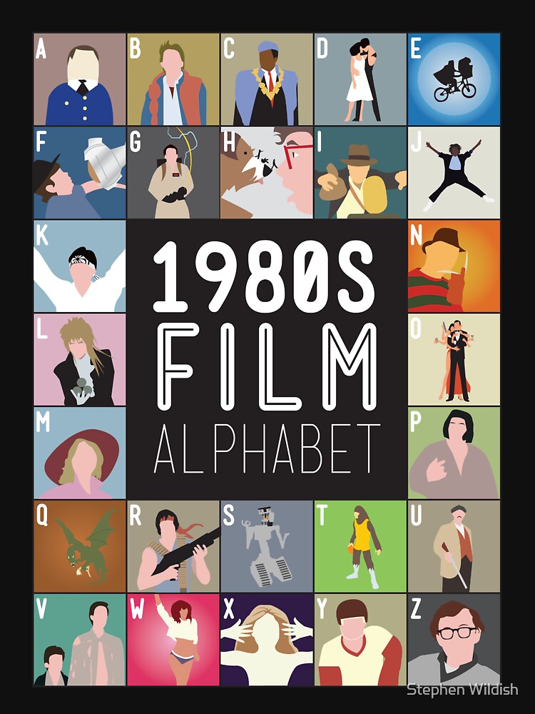 1980s Film Alphabet Tee by Stephen Wildish