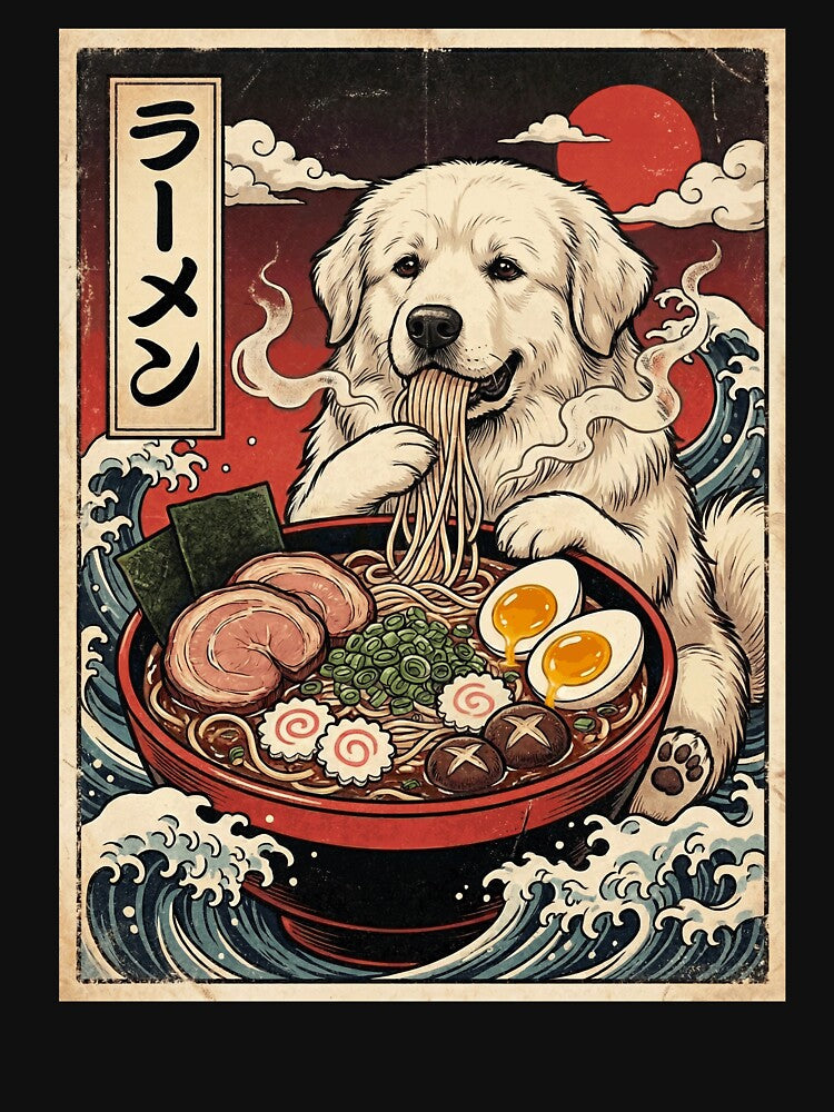 Vintage Great Pyrenees Ramen Japanese Kawaii Anime Dog Lover by TerryConnells