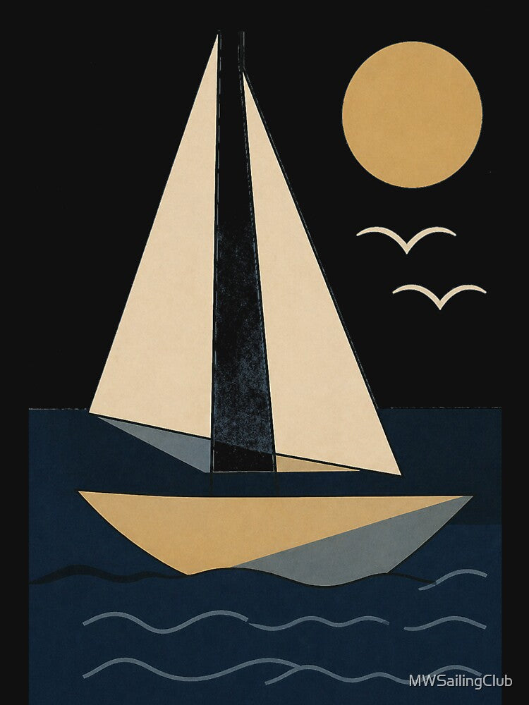 Sail Away Minimal – Modern Nautical Geometric Art by MWSailingClub
