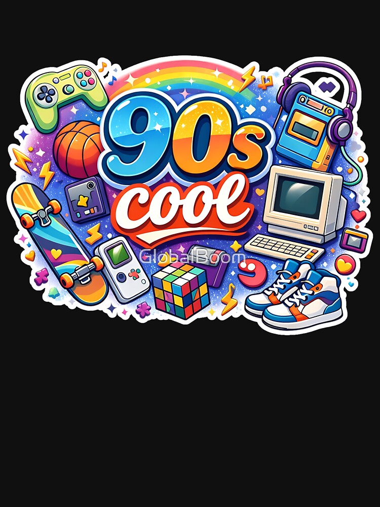 90s Cool Logo with Iconic Retro Objects by GlobalBoom