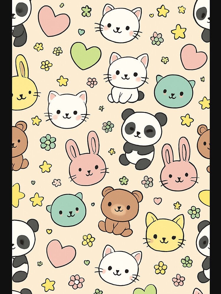 Cute Kawaii Animals Pattern – Pastel Cartoon Design by ethnicdigital