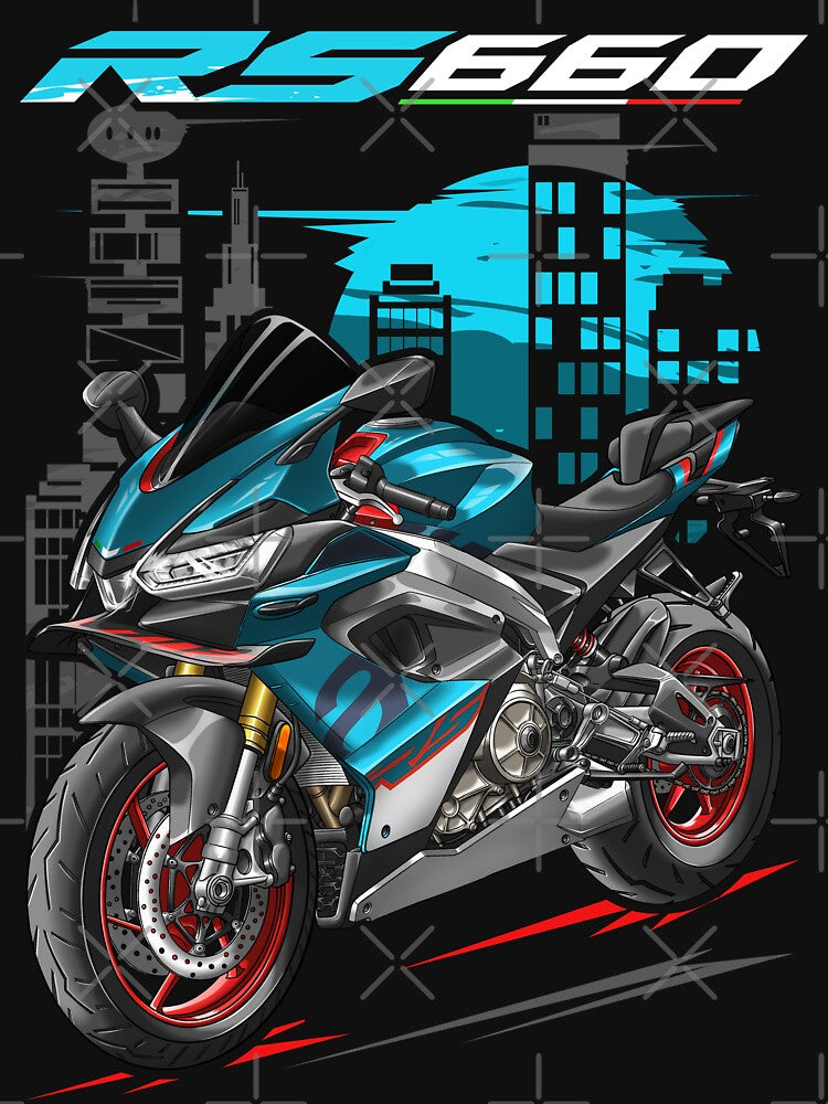 Motorcycle RS660 2025 Blue Marlin for Motorcycle Riders by MotoApparelHub