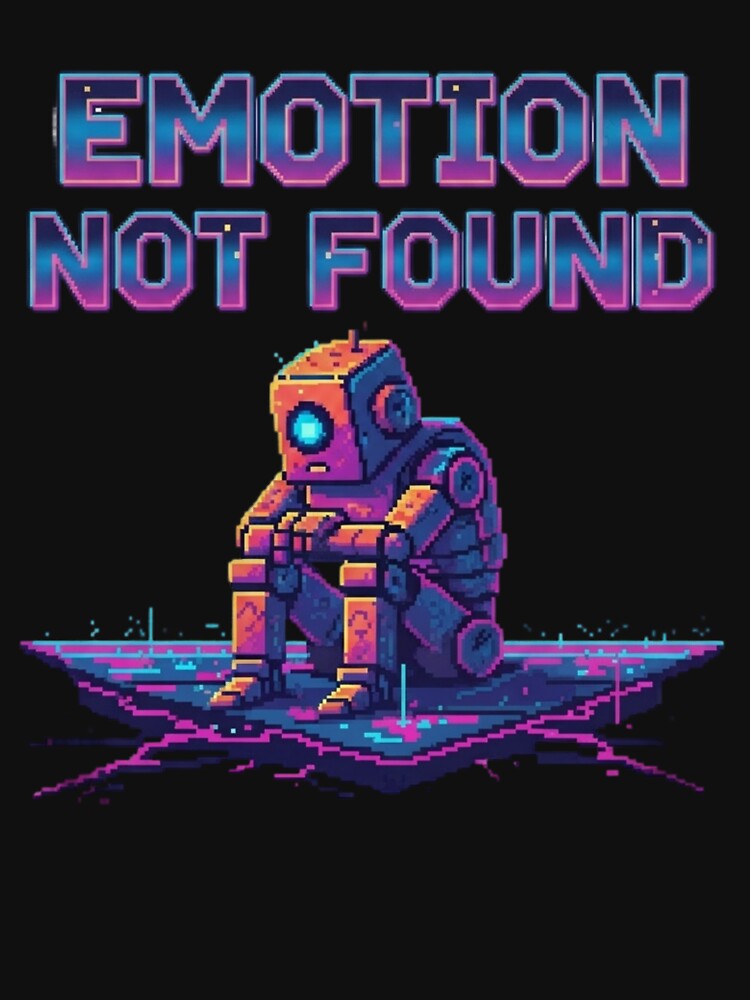 Emotion Not Found Sad Robot Retro Pixel Vaporwave by ChaosNest