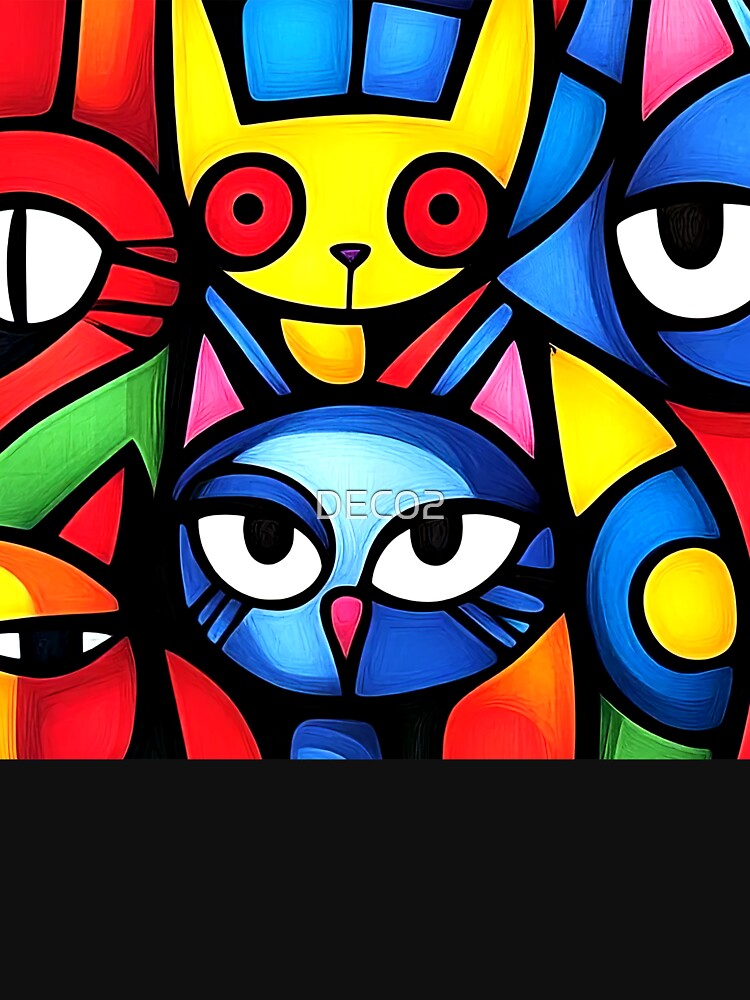 Pop Art-Inspired Colorful Vibrant Cats Abstract Designs by DEC02