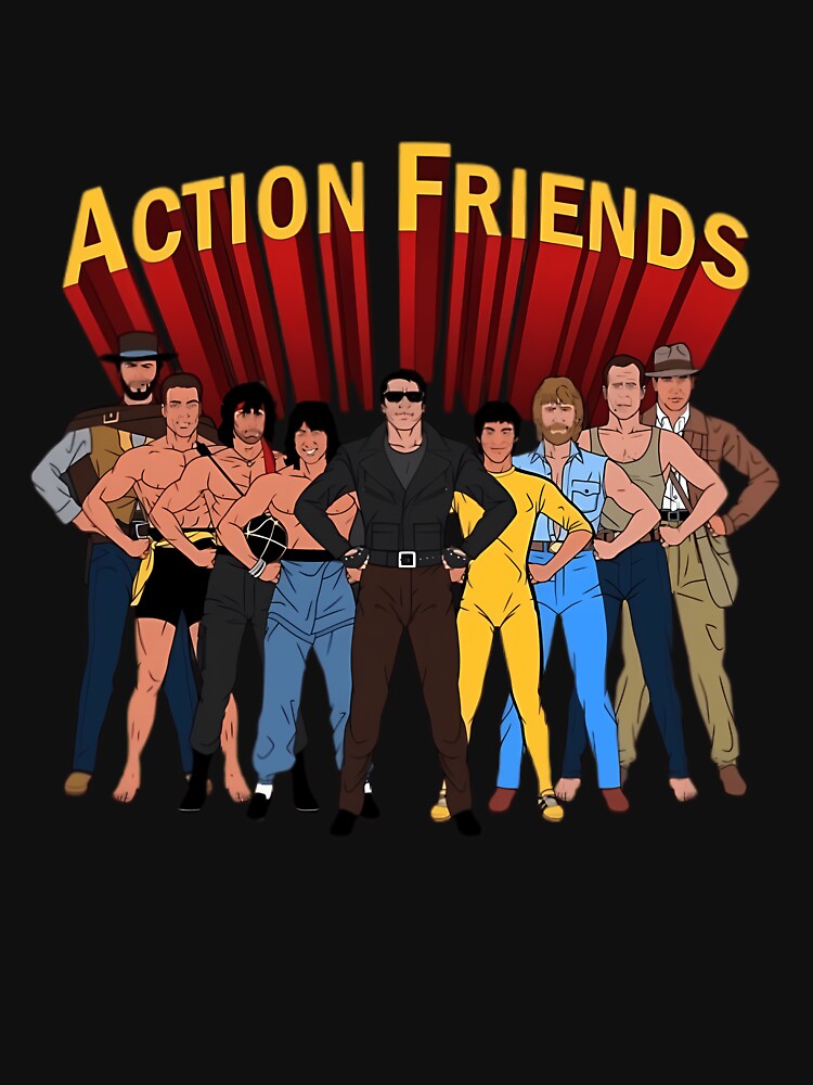 Action Friends Cartoon Illustration Of Action Heroes In Parody Style by AbishD