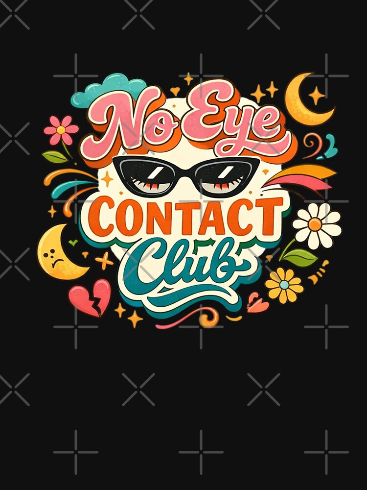No Eye Contact Club Cute Retro Sticker Design | Introvert Humor by Sanika arts