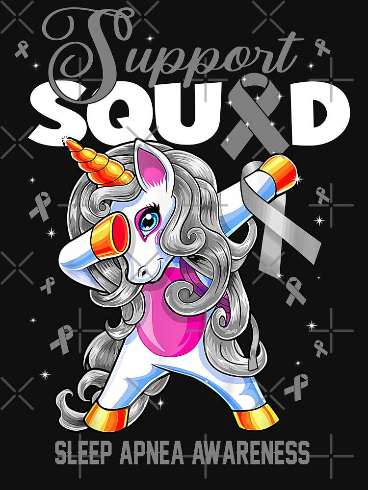 Cute Unicorn Support Squad Sleep Apnea Awareness Men Women Kid by tenjun16