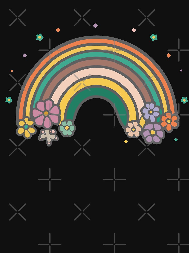 Retro BOHO Flowers 60's 50's 70's Funky Hippie Rainbow by RoguePixel