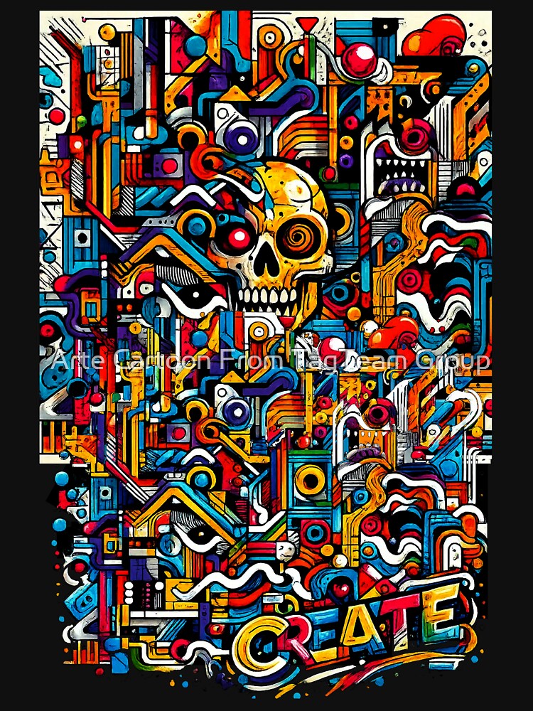 Pop Art Skull Create Pattern Full Crazy by Arte Cartoon From TagTeam Group