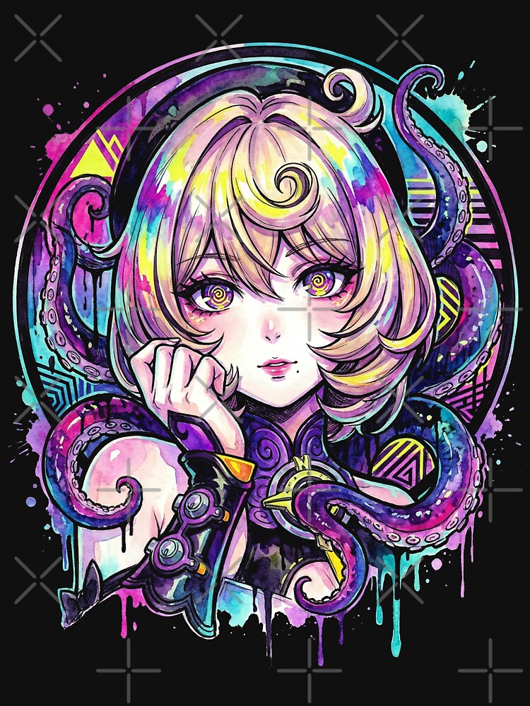 Zenless Zone Zero Yidhari Murphy Puffy Sleeves Black Shorts Vaporwave by Senpaiwaves