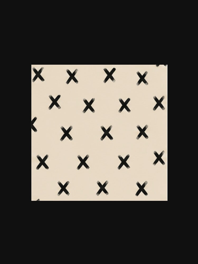 Minimal Black X Pattern Beige Aesthetic Seamless Modern Abstract Brush Stroke Design by WellN