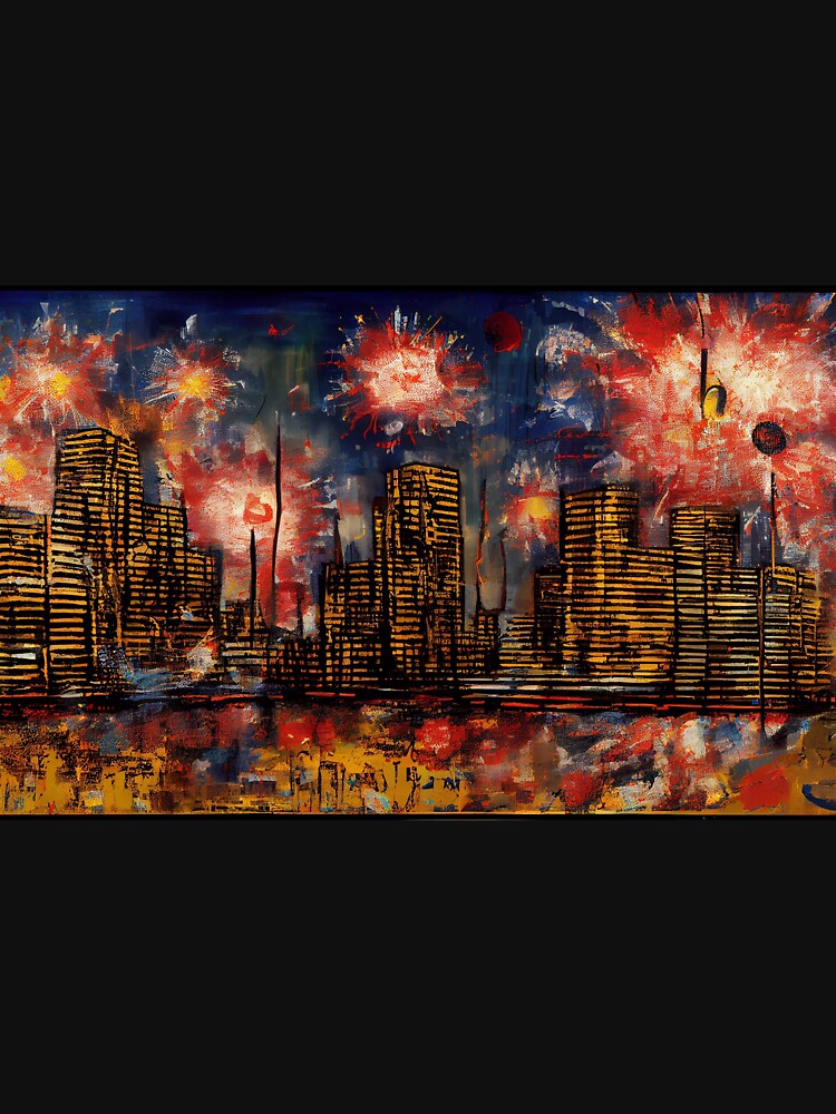 City skyline and firework by LonelyKraken