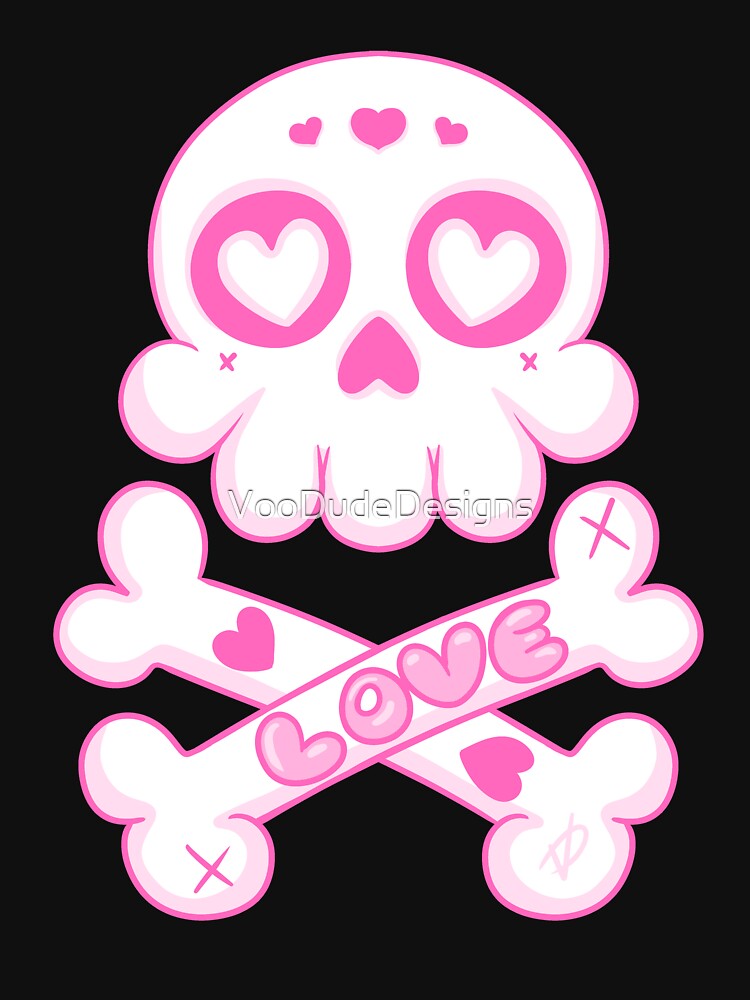 Kawaii Skull Love – Cute Goth Heart Eyes Design by VooDudeDesigns