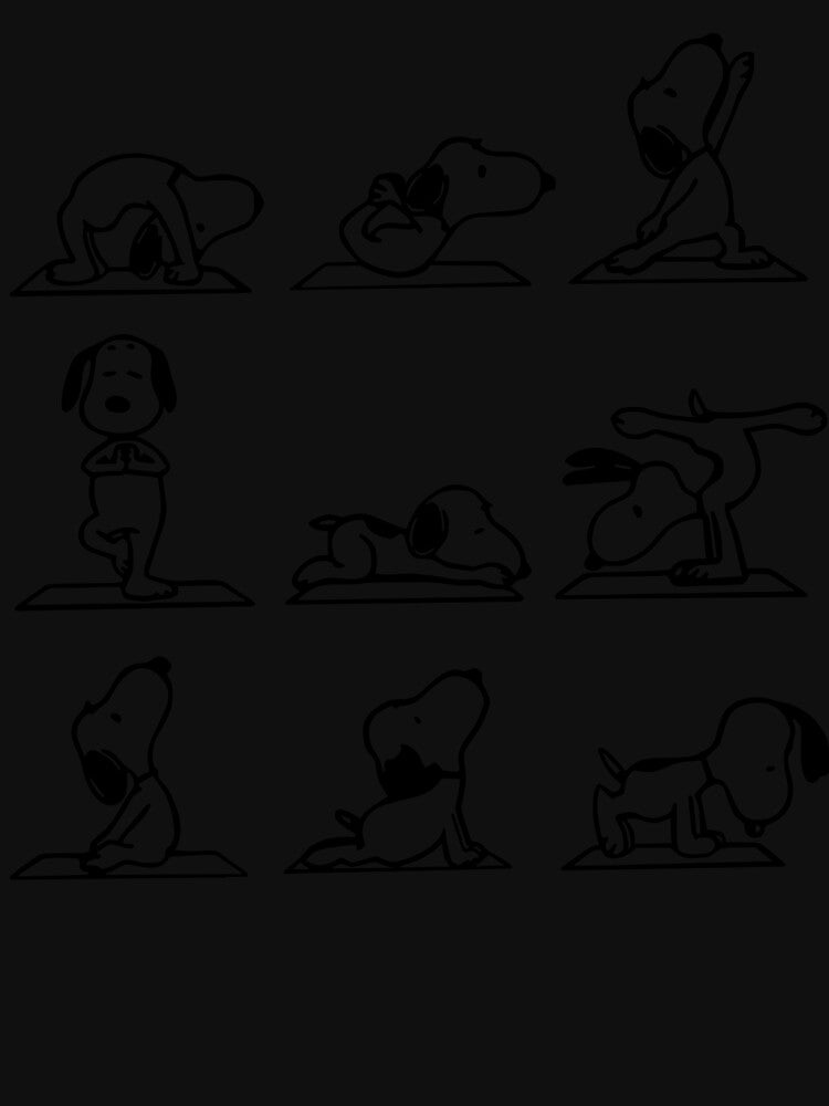 Cartoon Dog T-Shirt – Cute Beagle Buddy Yoga Dog Poses Graphic Tee for Men Women by jenniferkimbal