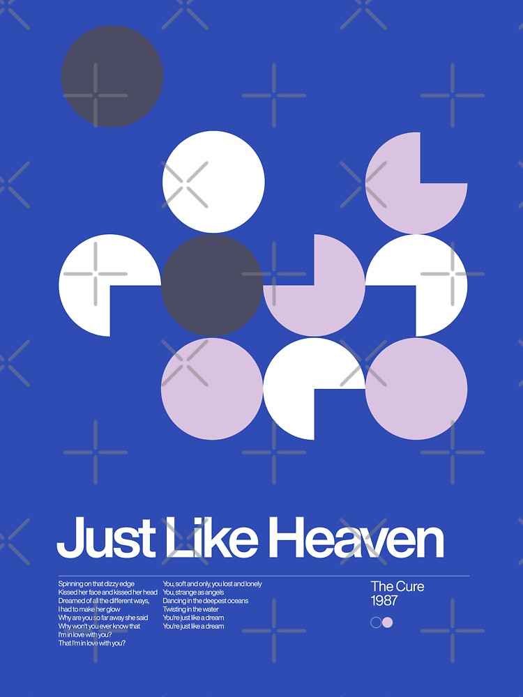 The Cure - Just Like Heaven - 1987, New Wave song Minimalistic Swiss Graphic Design Poster Print by Sub88 Studio