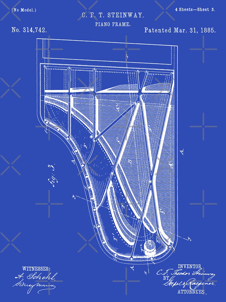 Steinway Piano Patent - Piano Player Art - Blueprint by patentpress
