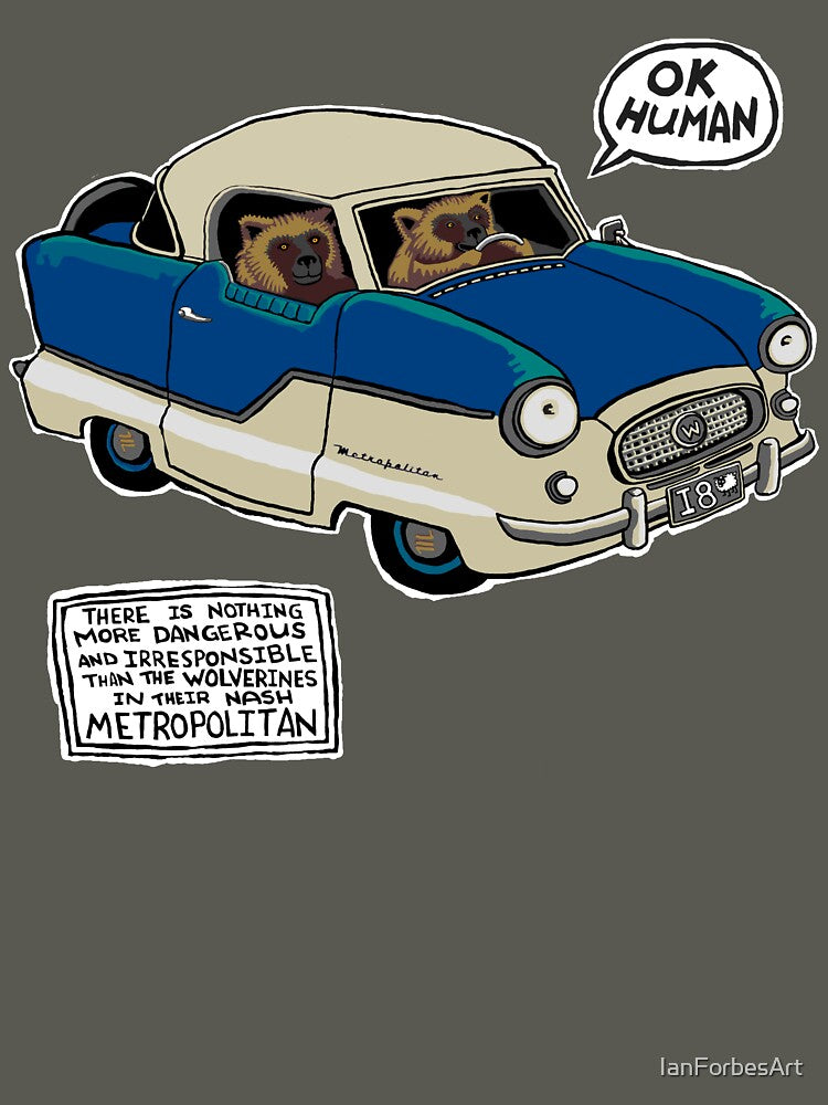Wolverines in their Nash Metropolitan by IanForbesArt