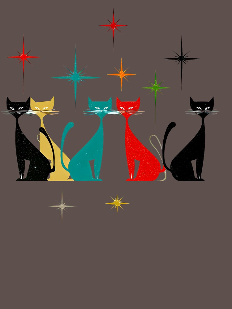 Retro Atomic Cats – Mid-Century Modern Starburst Cat Art by Kybruno's Creations