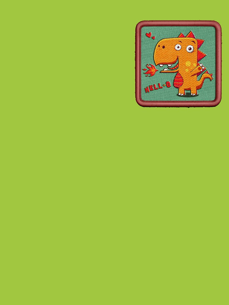 cute cartoon dragon (funny dinosaur) - embroidery patch by hayrpictures