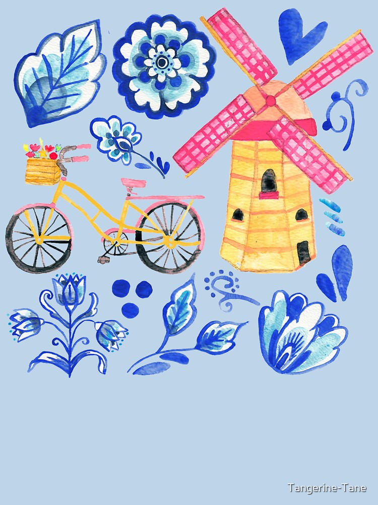 Netherlands Whimsy - Delft, Bicycles & Ornamental Windmills by Tangerine-Tane