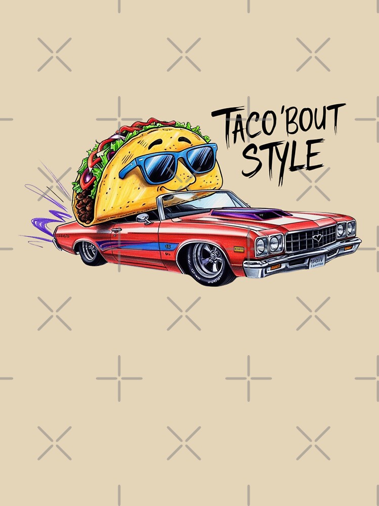 Cool Taco Driving Classic Car Illustration by LOLThreads